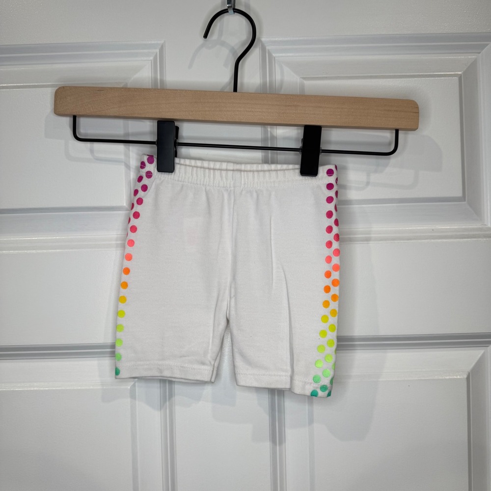 Garanimals Toddler Girl White Rainbow Polka Dot Bike Shorts Size 18 Months